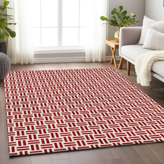Piper Looms Mayfield Geometric AMF978 Red Machine Washable Area Rug Lifestyle Image Feature