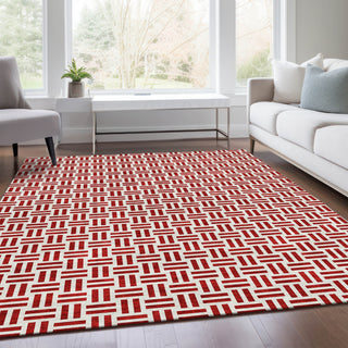 Piper Looms Mayfield Geometric AMF978 Red Machine Washable Area Rug Lifestyle Image Feature