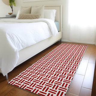 Piper Looms Mayfield Geometric AMF978 Red Machine Washable Area Rug Runner Lifestyle Image Feature