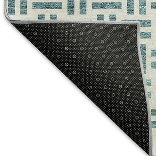 Piper Looms Mayfield Geometric AMF978 Teal Machine Washable Area Rug Backing Image