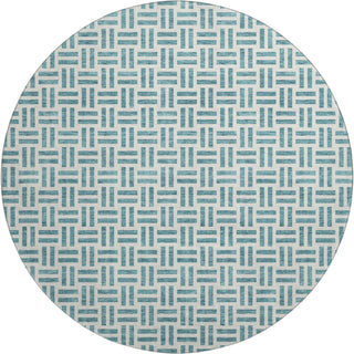 Piper Looms Mayfield Geometric AMF978 Teal Machine Washable Area Rug Round Main Image
