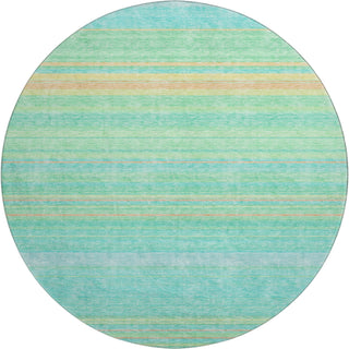 Piper Looms Mayfield Stripes AMF979 Aqua Machine Washable Area Rug Round Main Image
