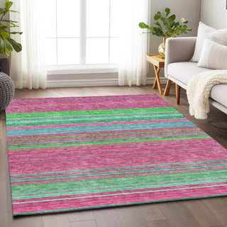 Piper Looms Mayfield Stripes AMF979 Blush Machine Washable Area Rug Lifestyle Image Feature