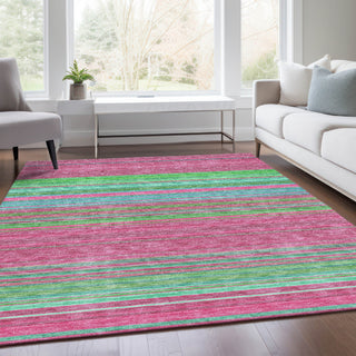 Piper Looms Mayfield Stripes AMF979 Blush Machine Washable Area Rug Lifestyle Image Feature