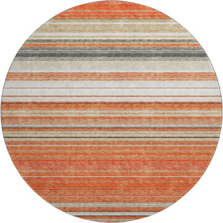 Piper Looms Mayfield Stripes AMF979 Coral Machine Washable Area Rug Round Main Image