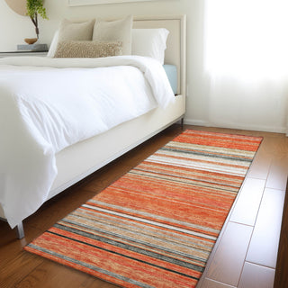 Piper Looms Mayfield Stripes AMF979 Coral Machine Washable Area Rug Runner Lifestyle Image Feature