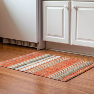 Piper Looms Mayfield Stripes AMF979 Coral Machine Washable Area Rug Scatter Lifestyle Image Feature