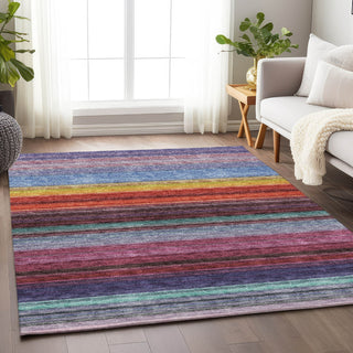 Piper Looms Mayfield Stripes AMF979 Lavender Machine Washable Area Rug Lifestyle Image Feature
