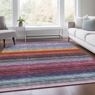 Piper Looms Mayfield Stripes AMF979 Lavender Machine Washable Area Rug Lifestyle Image Feature