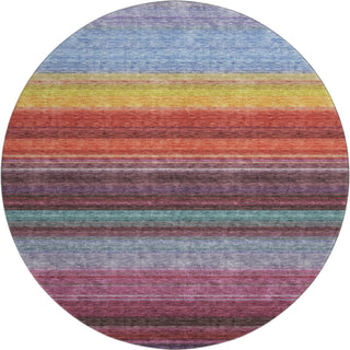 Piper Looms Mayfield Stripes AMF979 Lavender Machine Washable Area Rug Round Main Image