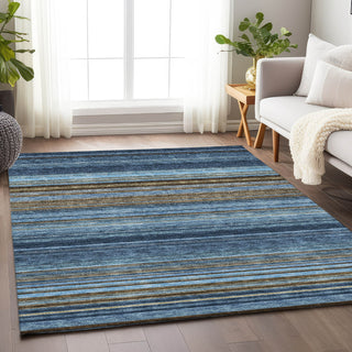 Piper Looms Mayfield Stripes AMF979 Navy Machine Washable Area Rug Lifestyle Image Feature