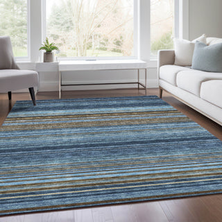 Piper Looms Mayfield Stripes AMF979 Navy Machine Washable Area Rug Lifestyle Image Feature