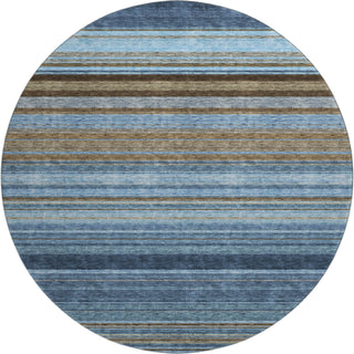 Piper Looms Mayfield Stripes AMF979 Navy Machine Washable Area Rug Round Main Image