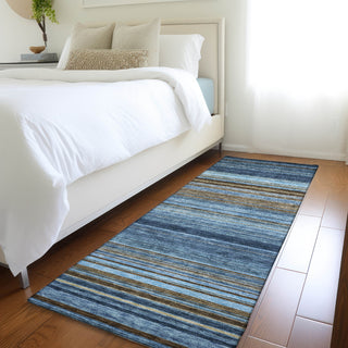 Piper Looms Mayfield Stripes AMF979 Navy Machine Washable Area Rug Runner Lifestyle Image Feature