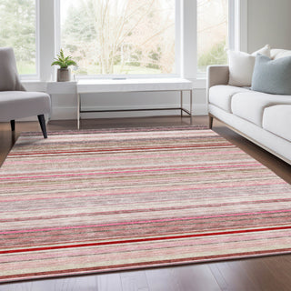 Piper Looms Mayfield Stripes AMF979 Pink Machine Washable Area Rug Lifestyle Image Feature