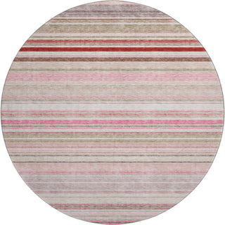 Piper Looms Mayfield Stripes AMF979 Pink Machine Washable Area Rug Round Main Image