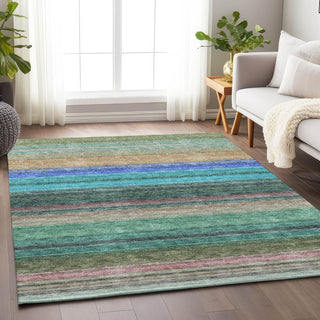 Piper Looms Mayfield Stripes AMF979 Sage Machine Washable Area Rug Lifestyle Image Feature