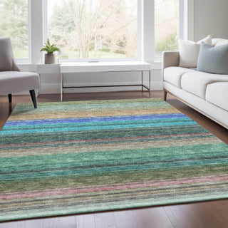 Piper Looms Mayfield Stripes AMF979 Sage Machine Washable Area Rug Lifestyle Image Feature