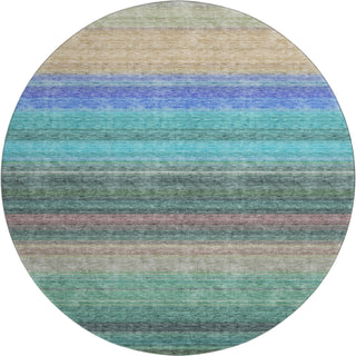 Piper Looms Mayfield Stripes AMF979 Sage Machine Washable Area Rug Round Main Image