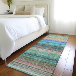 Piper Looms Mayfield Stripes AMF979 Sage Machine Washable Area Rug Runner Lifestyle Image Feature