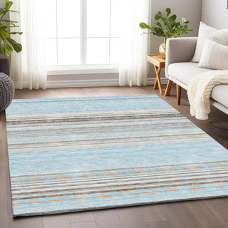 Piper Looms Mayfield Stripes AMF979 Sky Machine Washable Area Rug Lifestyle Image Feature