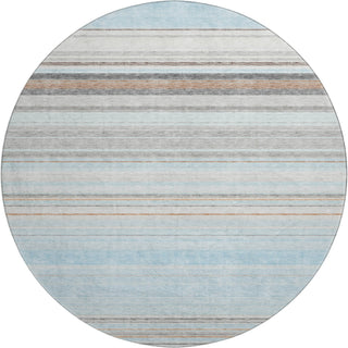 Piper Looms Mayfield Stripes AMF979 Sky Machine Washable Area Rug Round Main Image
