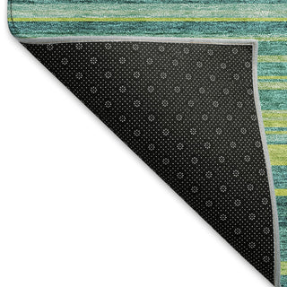 Piper Looms Mayfield Stripes AMF979 Teal Machine Washable Area Rug Backing Image