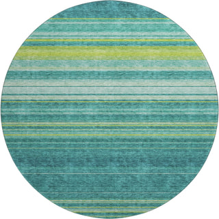 Piper Looms Mayfield Stripes AMF979 Teal Machine Washable Area Rug Round Main Image