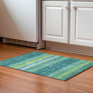 Piper Looms Mayfield Stripes AMF979 Teal Machine Washable Area Rug Scatter Lifestyle Image Feature