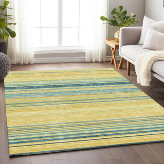 Piper Looms Mayfield Stripes AMF979 Yellow Machine Washable Area Rug Lifestyle Image Feature