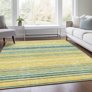 Piper Looms Mayfield Stripes AMF979 Yellow Machine Washable Area Rug Lifestyle Image Feature