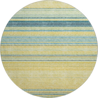 Piper Looms Mayfield Stripes AMF979 Yellow Machine Washable Area Rug Round Main Image