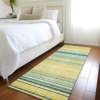 Piper Looms Mayfield Stripes AMF979 Yellow Machine Washable Area Rug Runner Lifestyle Image Feature