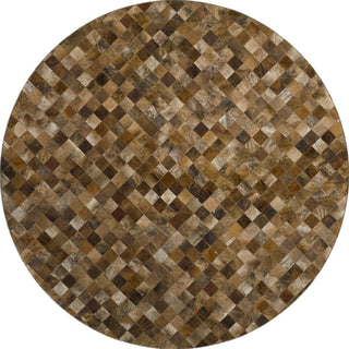 Piper Looms Mayfield Small Boxes AMF98 Brown Machine Washable Area Rug Round Main Image