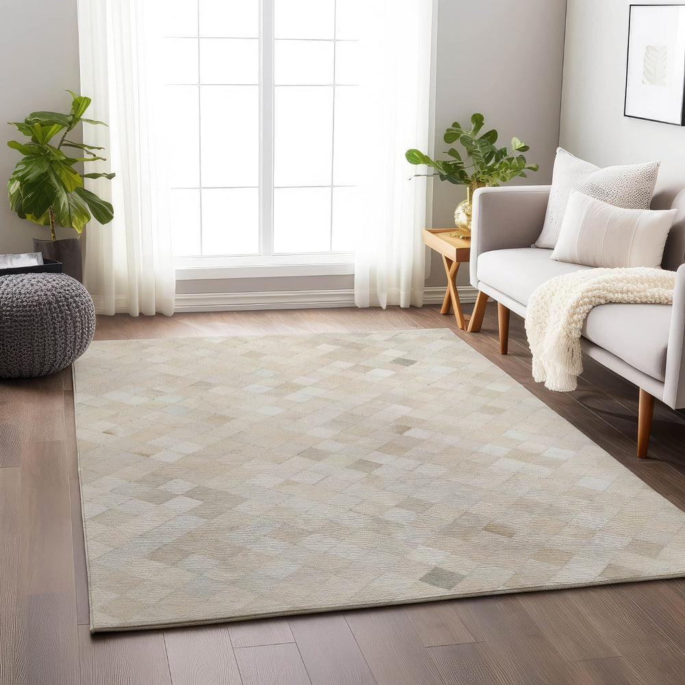 Piper Looms Mayfield Small Boxes AMF98 Ivory Machine Washable Area Rug Lifestyle Image Feature
