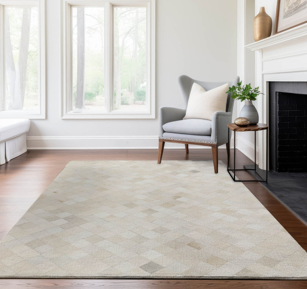 Piper Looms Mayfield Small Boxes AMF98 Ivory Machine Washable Area Rug Lifestyle Image Feature