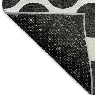 Piper Looms Mayfield Circles AMF980 Black Machine Washable Area Rug Backing Image
