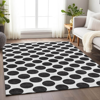 Piper Looms Mayfield Circles AMF980 Black Machine Washable Area Rug Lifestyle Image Feature