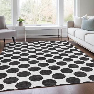 Piper Looms Mayfield Circles AMF980 Black Machine Washable Area Rug Lifestyle Image Feature