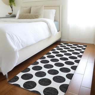 Piper Looms Mayfield Circles AMF980 Black Machine Washable Area Rug Runner Lifestyle Image Feature
