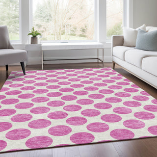 Piper Looms Mayfield Circles AMF980 Blush Machine Washable Area Rug Lifestyle Image Feature