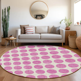 Piper Looms Mayfield Circles AMF980 Blush Machine Washable Area Rug Round Lifestyle Image Feature