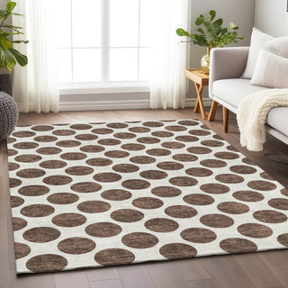 Piper Looms Mayfield Circles AMF980 Brown Machine Washable Area Rug Lifestyle Image Feature