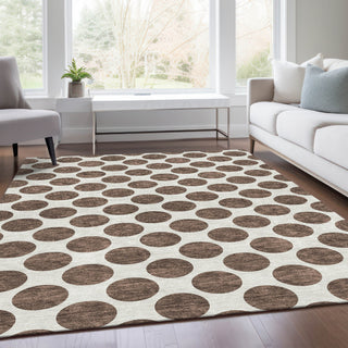 Piper Looms Mayfield Circles AMF980 Brown Machine Washable Area Rug Lifestyle Image Feature