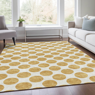 Piper Looms Mayfield Circles AMF980 Gold Machine Washable Area Rug Lifestyle Image Feature