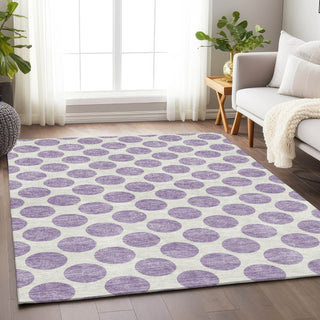 Piper Looms Mayfield Circles AMF980 Lavender Machine Washable Area Rug Lifestyle Image Feature