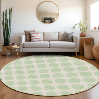 Piper Looms Mayfield Circles AMF980 Mint Machine Washable Area Rug Round Lifestyle Image Feature