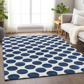Piper Looms Mayfield Circles AMF980 Navy Machine Washable Area Rug Lifestyle Image Feature