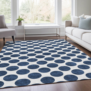 Piper Looms Mayfield Circles AMF980 Navy Machine Washable Area Rug Lifestyle Image Feature