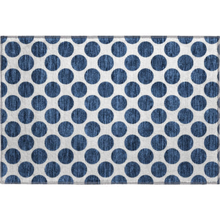 Piper Looms Mayfield Circles AMF980 Navy Machine Washable Area Rug Scatter Main Image